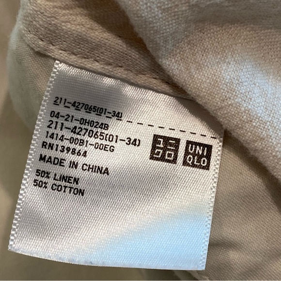 UNIQLO Jacket Shacket size XL cream beige linen cotton UNISEX - Picture 8 of 9